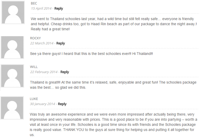 Thailand Schoolies Feedback